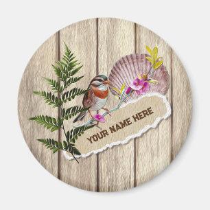 Rustic Torn Paper Wood Oil Paint Personalize Name Magnet