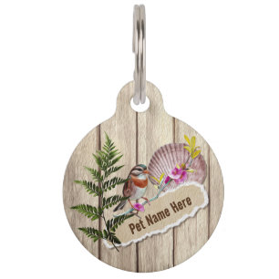 Rustic Torn Paper Wood Oil Paint Personalize Name Pet Tag