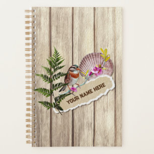 Rustic Torn Paper Wood Oil Paint Personalize Name Planner
