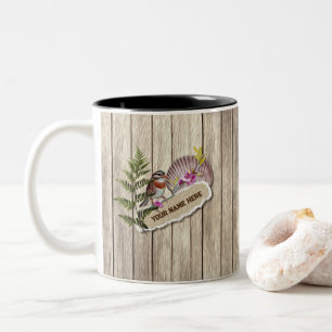 Rustic Torn Paper Wood Oil Paint Personalize Name Two-Tone Coffee Mug