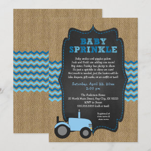 Rustic Tractor Bébé Bébé Invitations à saupoudrer 