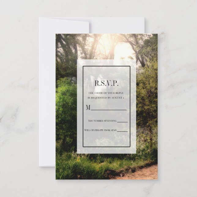 Rustic Trail Floral Enchanted Forest Wedding RSVP Invitation (Front)