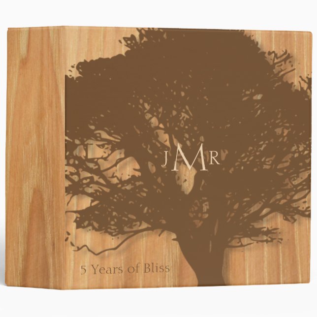 Rustic Tree 5th Wedding Anniversary Binder (Front/Spine)