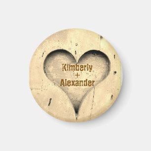 Rustic Tree and Heart Couple's Names Gift Magnet