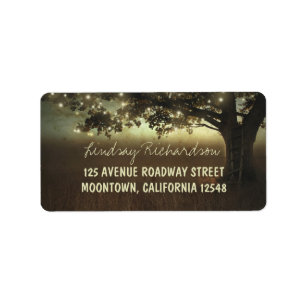 rustic tree and twinkle lights address labels