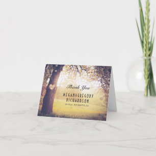 Rustic Tree and Wood Heart Wedding Thank You Card