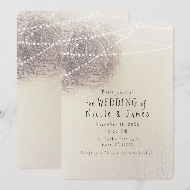 Rustic Tree Bark Country Barn Minimal Wedding Invitation (Front/Back)