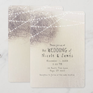 Rustic Tree Bark Country Barn Minimal Wedding Invitation