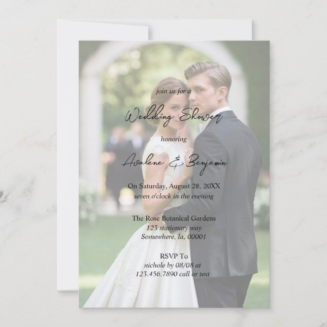 Rustic Tree Bark Heart Gradient Photo Wedding Invitation (Front)