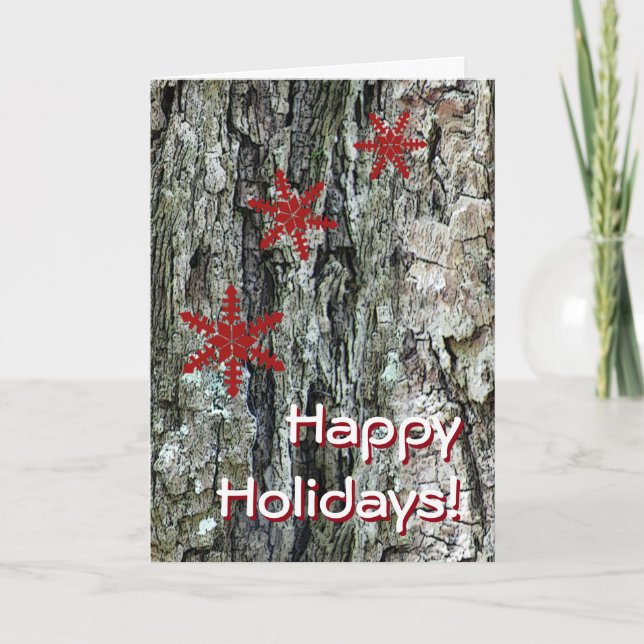 Rustic Tree Bark Holiday Greeting (Front)