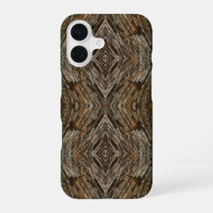 Rustic Tree Bark Photo Southwest Diamond Pattern iPhone 16 Case