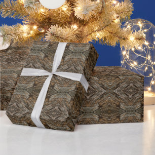 Rustic Tree Bark Photo Southwest Diamond Pattern Wrapping Paper
