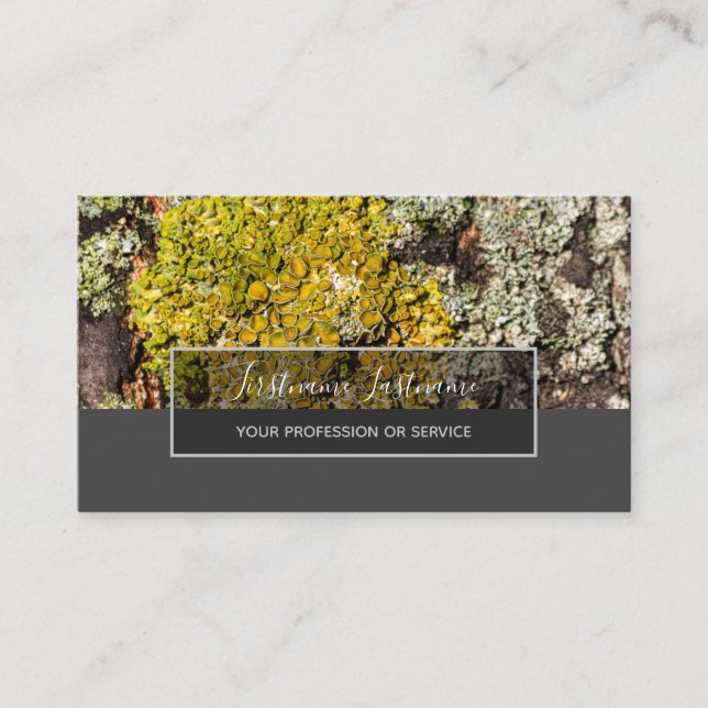 Rustic tree bark surface grey rectangle stripes business card (Front)