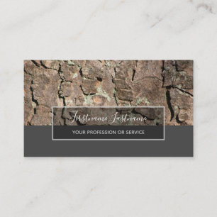 Rustic tree bark surface grey rectangle stripes business card