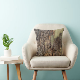 Rustic tree bark throw pillow