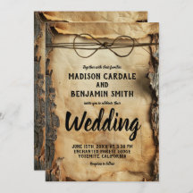 Rustic Tree Bark Vintage Parchment Paper Wedding