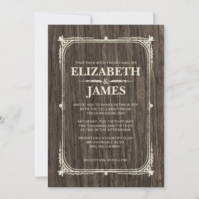 Rustic Tree Bark Wedding Invitations (Front)