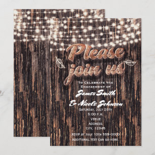 Rustic Tree Bark Wood & Lights Fall Invitations