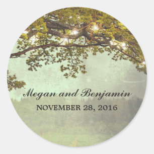 Rustic Tree Branches Wedding Classic Round Sticker