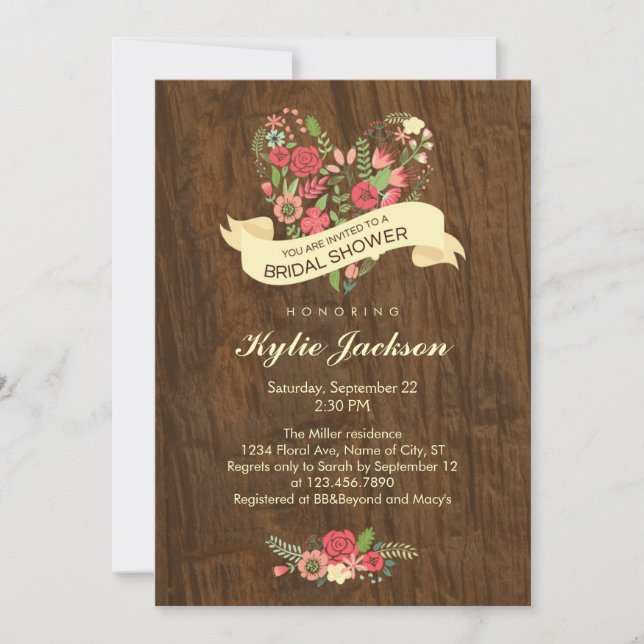 Rustic Tree Bridal Shower Invitation (Front)