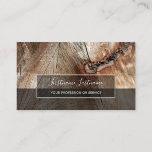 Rustic tree disc surface grey rectangle stripes bu business card