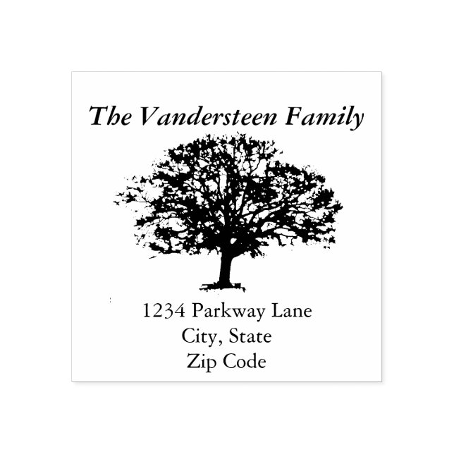 Rustic Tree Family Name Return Address Stamp (Imprint)