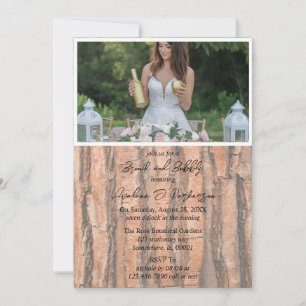 Rustic Tree Heart Photo Lights Brunch & Bubbly Invitation