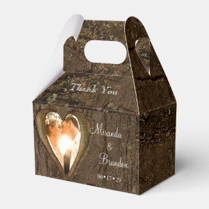 Rustic Tree Heart Wedding Photo Thank You Favor Box