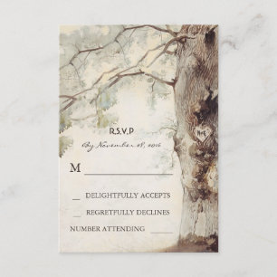 Rustic Tree Heart Wedding RSVP Cards