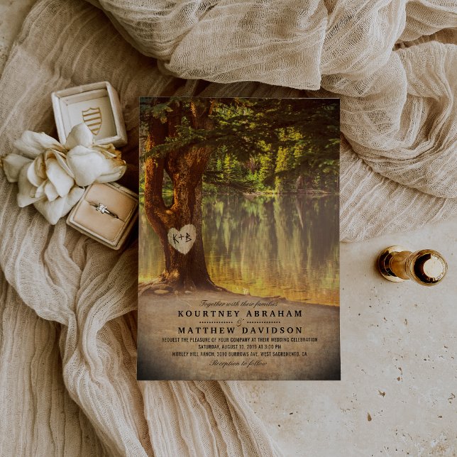 Rustic Tree Lake Wedding Invitation (Creator Uploaded)