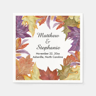 Rustic Tree Leaves Autumn Wedding Bridal Shower Napkin