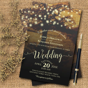 Rustic Tree & Lights BUDGET Wedding Invitation