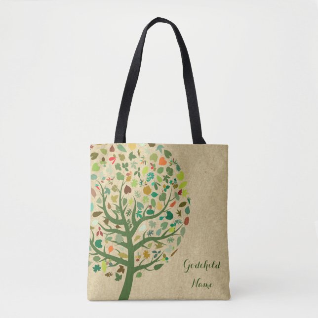 Rustic Tree of Life Teen Goddaughter Personalized Tote Bag (Front)