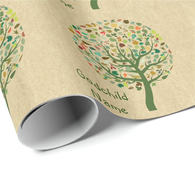 Rustic Tree of Life Teen Goddaughter Personalized Wrapping Paper (Roll Corner)