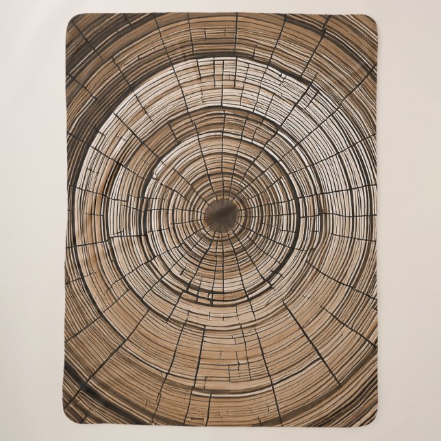 Rustic Tree Ring Design Blanket for Cozy Evenings (Front)