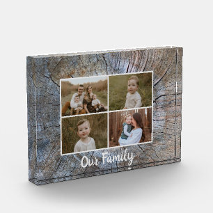Rustic tree-ring distressed wood grain rustic tree photo block