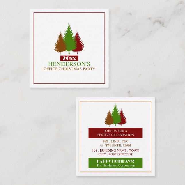 Rustic Tree Silhouettes, Christmas Party Ticket Enclosure Card (Front/Back)