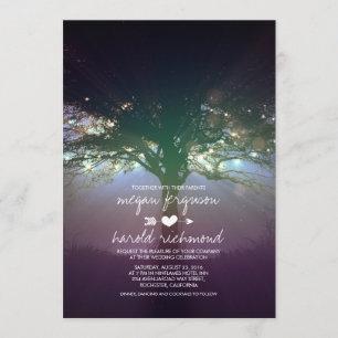 Rustic Tree String Lights Garden Wedding Invites