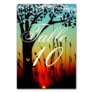 Rustic Tree Sunset Wedding Table Number Card
