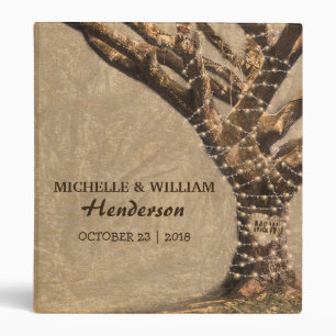 Rustic Tree Wedding Album with String Lights Binder
