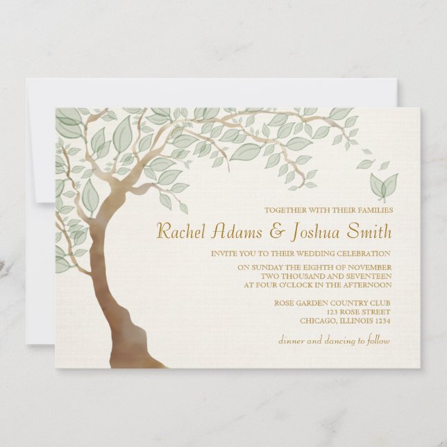 Rustic Tree Wedding Invitation (Front)