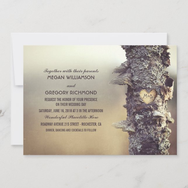 Rustic Tree Wedding Invitation (Front)