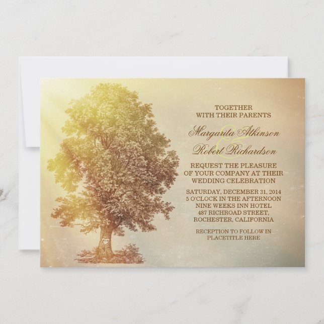 rustic tree wedding invitations (Front)