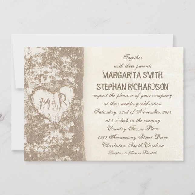 Rustic tree wedding invitations (Front)