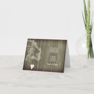 Rustic Tree With Heart Wedding Thank You Card