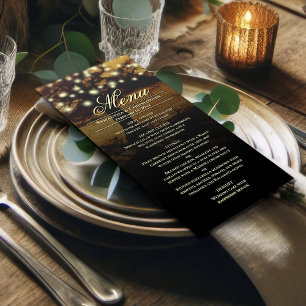 Rustic Tree with Strings of Lights Wedding Menu
