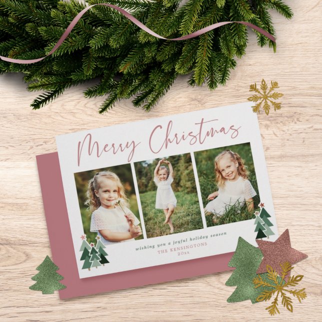Rustic Trees Modern Christmas Holiday 3 Photo (Creator Uploaded)