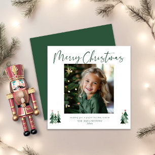 Rustic Trees Modern Christmas Holiday Photo Card