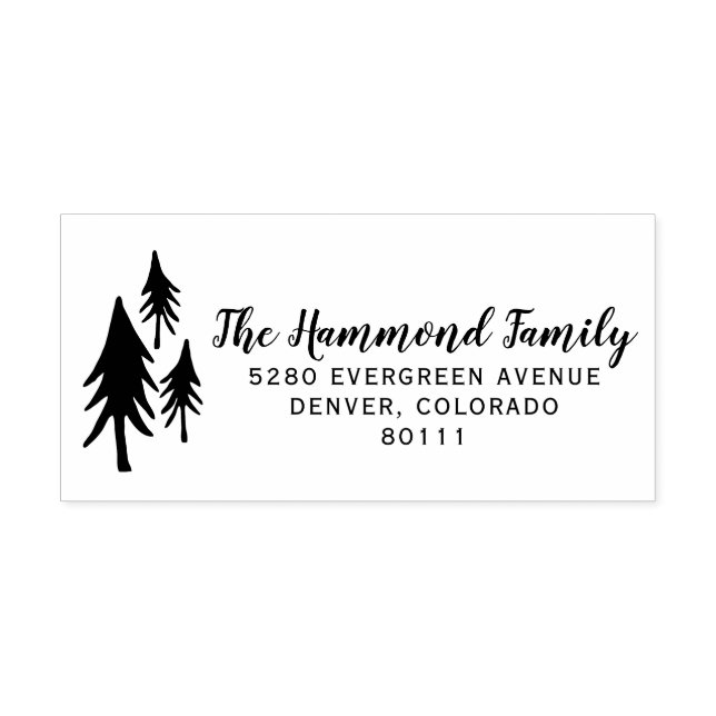 Rustic Trees Return Address Rubber Stamp (Imprint)
