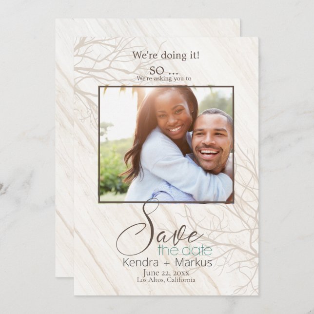 Rustic Trees We're Doin It Save the Date Invitation (Front/Back)